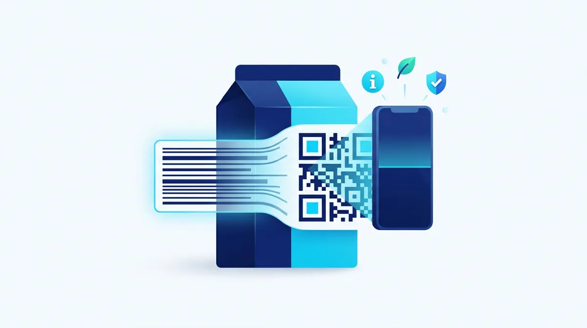 Streepjescode die overgaat in een QR-code, gescand met een smartphone